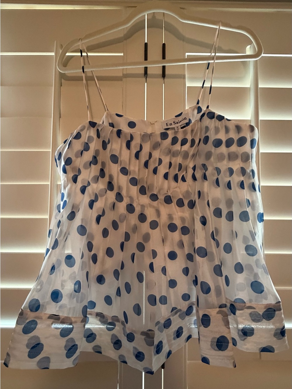 En Saison White Camisole with Blue Polka Dots